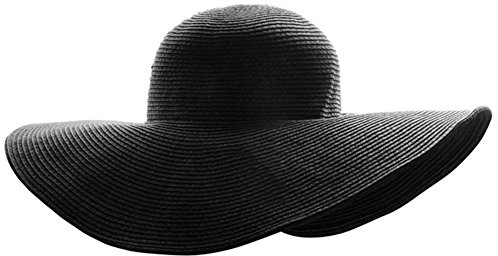 Ayliss Frauen-Derby-Schlapphut mit breiter Krempe, Strand-Strohhut, 4 Farben Gr. Einheitsgröße, schwarz