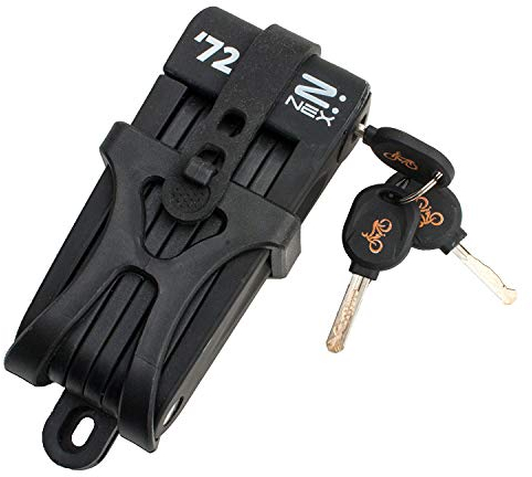 ZNEX 72' | Mini Folding Bike Lock | 72cm | High Security Level | 5mm Steel Bars | 8 Joints | 696g | incl. Transport Bag and 3 Keys