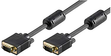 Goobay 50490 VGA auf VGA Kabel 5m / Monitorkabel / Full HD SVGA Bildschirmkabel / VGA Stecker 15 polig vergoldet / 2x Ferritkern Monitor Kabel / Schwarz / 5m
