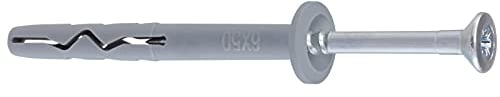 KLIMAS Tasselli di montaggio rapido con colletto, tasselli da 6 mm, set di 200 tasselli a percussione, testa svasata 6 x 40 mm, testa cilindrica