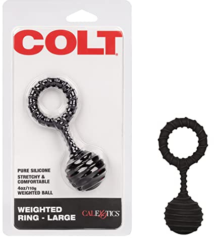 Colt Weighted Ring - Pleasure Weight Adult Sex Toy - Enhancement Ring Combination - Adult Prostate Stimulating Sex Toys for Men and Couples – Large - Black