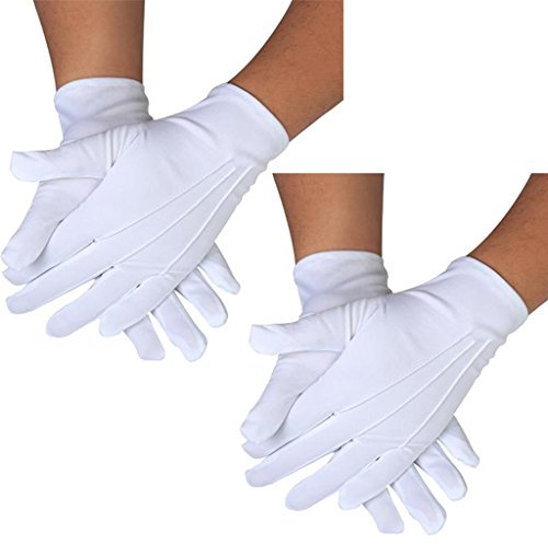 DreamHigh DH 2 Paar weiße Baumwolle / Nylon Marschhandschuhe Formal Smoking Honor Guard Parade Handschuhe, einfarbig, Einheitsgröße