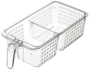 KitchenCraft Aufbewahrungsbox mit Unterteilungen, Kühlschrank Organizer aus Kunststoff, Aufbewahrungsbox Küchen, Boxen Aufbewahrung Ordnungssystem, Plastik, Transparent Luftlöcher, 15,5 x 31 x 9 cm