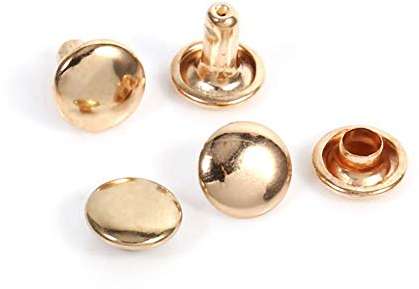 3 Couleurs 100pcs Rivets à Double Bouchon Rivet en Métal Goujons pour DIY Artisanat 8 * 8mm(Doré)