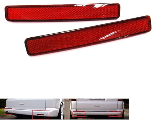 2x Red Lens Rear Bumper Reflector Light Left Right Van Compatible with 2003-2011 Transporter T5 Caravelle Multivan