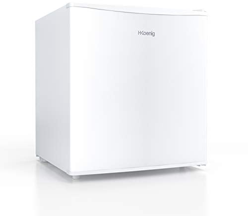 H.Koenig Mini réfrigérateur Frigo FGX480 Blanc, 45L Compact, Silencieux, Porte Réversible, Thermostat Réglable, Compartiment Glaçons 4L, Pieds Réglables, 39 dB