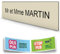 DECOHO - Plaque Boite aux Lettres personnalisée adhésive 100x25mm - PMMA Beige Lettres Noires - 1 Ligne Gravure Laser + Stickers Stop Pub - Beige