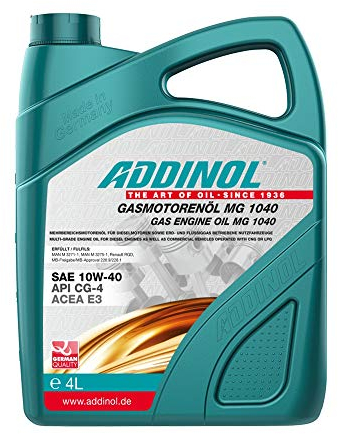 Addinol Gasmotoröl Motorenöl Motor Motoren motor oil engine oil 10W-40 MG 1040 4L 72500925