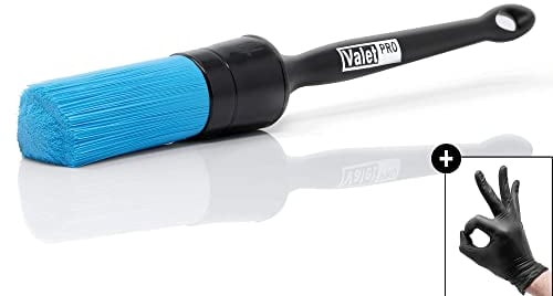 Detailmate Set: ValetPRO chemieresistenter Felgenpinsel mit Kunststoff Griff (18) - ideal für die Felgenreinigung + 1x detailmate Nitril-Schutzhandschuh