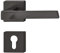 JUVA Drückergarnitur Messing Türbeschlag schwarz Türgriff Zimmertür - LDH 3205 | PZ - Zylinder | Drücker-Paar mit eckiger Rosette | 1 Set - Design Türdrücker-Garnitur für Innentüren mit Schrauben