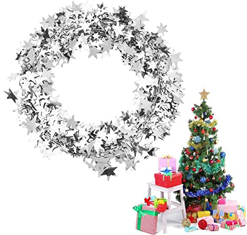 7,5 m Star Garland, Folien Girlande Stern Lametta Glitzer Draht für Christbaumschmuck Home Wedding Party Ornament Tischdeko
