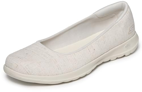 Skechers Women's Go Walk Lite-136001 Ballet Flat, Natural, 9 UK