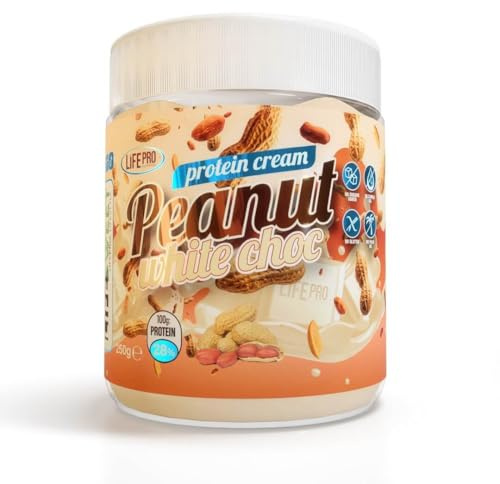 Life Pro Fit Food Protein Cream Peanut Choc – Crema alta en proteínas de cacahuetes tostados con sabor a chocolate blanco - Sin gluten – 250 gramos