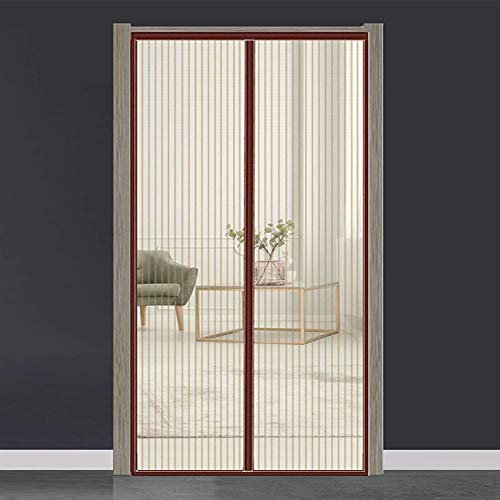 Magnetica per Zanzariera 95x200cm Anti Zanzare Insetti Zanzariere Magnetiche Tenda Totalmente Magnetica, per Scorrevole Legno, Ferro, in Alluminio Porte, Marrone A