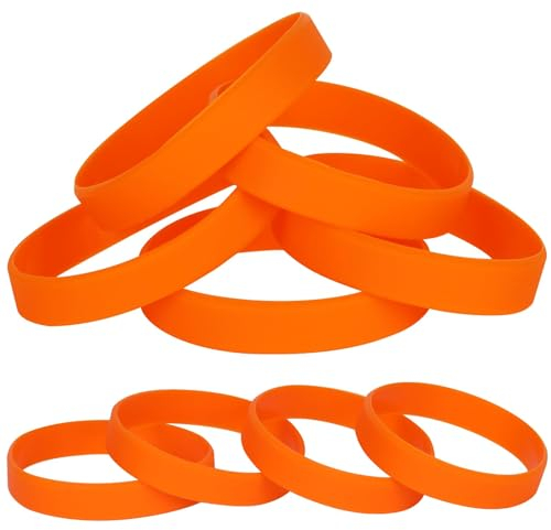 LVNRIDS 25 Stück Silikon elastische Armbänder, anpassbare Gummiarmbänder Armbänder für Jungen Mädchen Damen Herren Orange