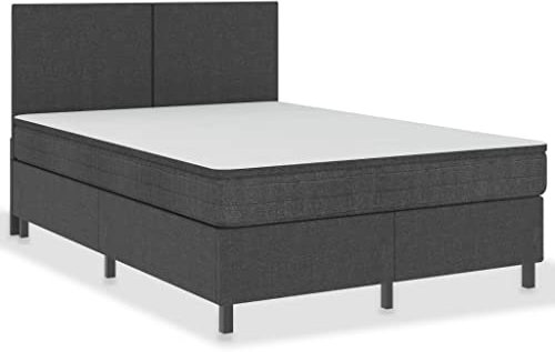 vidaXL Boxspringbett, grau, Stoff, 140 x 200 cm
