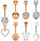 D.Bella 7er Bauchnabelpiercing mit Anhänger 10mm Set Chirurgenstahl Silber Rosegold Piercing Bauchnabel Zirkonia Banane Piercing Schmuck