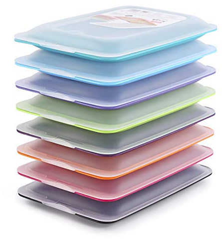 PracticDomus Hochwertige Aufschnitt-Boxen, Frischhaltedose für Aufschnitt Fresh System. Optimale Aufbewahrung im Kühlschrank, Maße 17 x 3.2 x 25.2 cm (8X Sortiment)