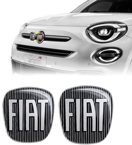 Fiat 14186C-14187A 3D Aufkleber Logo 500X, Schwarz, 2 Stücke, Vorne und Hinten