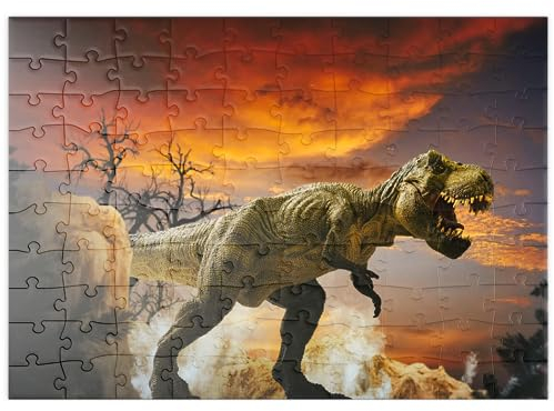 MyPuzzle Dinosaurier-Kunstgebirgslandschaft - Premium 100 Teile Puzzle - MyPuzzle Sonderkollektion von Puzzle Galaxy