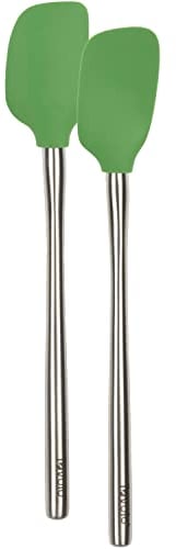 Tovolo Flex-Core Lot de 2 mini spatules et cuillères en acier inoxydable avec manche en acier inoxydable, têtes tournantes en silicone résistantes à la chaleur et sans BPA, sans danger pour la fonte