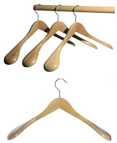 Hagspiel Kleiderbügel aus Holz, Schulterbügel aus Buchenholz, Made in Austria (EU) (5 St. Natur lackiert)