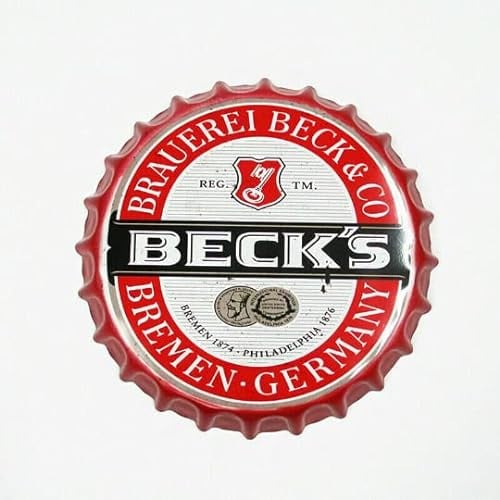 Retro Collections Wall Art/sign BEECKS Retro/Vintage Tin Metal 35cm Bottle Top Bar Pub hand made