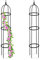 Relaxdays Rankhilfe Obelisk, 2er Set, 130 x 25 cm hoch, Ranksäule für Kletterpflanzen, Metall, freistehend, Rosenturm, schwarz