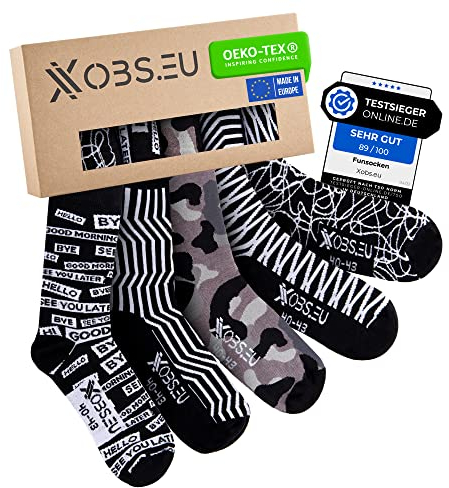 Xobs.eu Bunte Socken 5er Set *44-46* | Lustige Socken | Lustige Geschenke für Männer & Frauen | Coole Socken | Klimaneutral - ideal für Geburtstag & Co