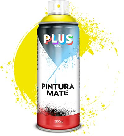 Pintura Spray 520cc para pintar todo tipo de super cies: madera, metal, cartón, tela, piedra, bra de vidrio, plásticos rígidos, etc para bricolaje y DIY.Amarillo Limón (Ref:642)(Paquete de 1 )