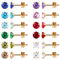 12 Paar chirurgische Edelstahl-Ohrstecker, 18K vergoldet Silber Stern Herz Teardrop Quadrat Cubic Zirkonia Birthstone Ohrstecker Set (Gold round 3mm)