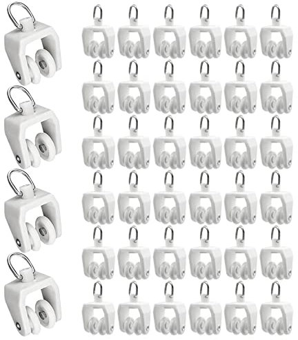 Lot de 40 rails de rideaux coulissants en plastique pour fenêtres, douche, plafond, blanc