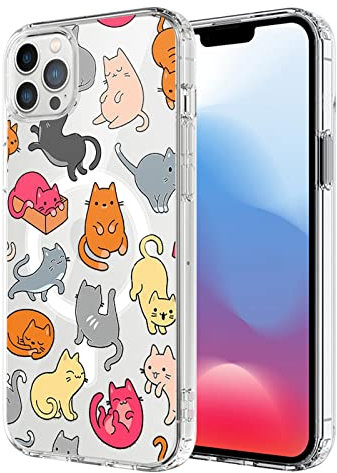 UNNKINE Magnetic Case for iPhone 13 Pro Compatible with MagSafe Wireless Charging Cute Cat Design Shockproof Anti-Scratch Cover for Men&Women (Clear) for iPhone 13 Pro
