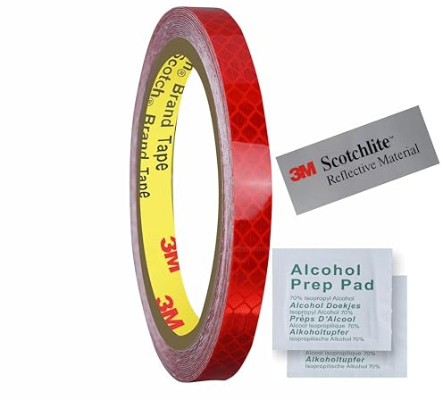 INDIAN STORE 24 realizzato con 3 M Diamond Grade 4092 Adesivi riflettenti avvertenza Pellicola riflettente Nastro di avvertenza di sicurezza impermeabile Auto Moto Casco Bicicletta (Red 10mmX5meter)