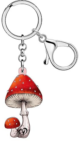 WEVENI Niedlicher Pilzartikel Acryl Pilz Schlüsselanhänger Pflanze Schlüsselanhänger Lebensmittel Charms für Frauen Mädchen Lustiges Portemonnaie Zubehör (Pilz B)