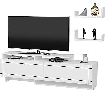 Decorotika - Tamy Modern TV Stand TV Cabinet TV Unit 2 Cabinets and 2 Wall Shelves Included