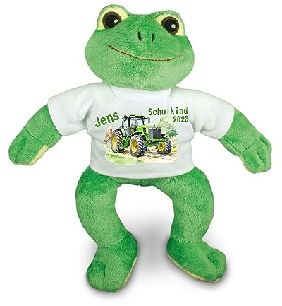 Kilala personalisierter Frosch mit Wuschnamen Zuckertüte Schultüte ABC Schützen Befüllung schultüte Mädchen Junge (Traktor grün)