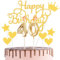 Happy 40th Birthday Cake Topper & Candles - Gold Number 40 for Cake Decorations - Cupcake Topper for Women, Her, Men, Him