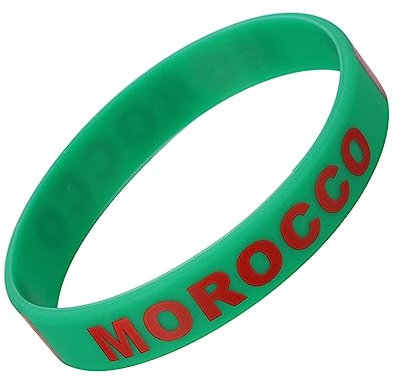 Toddmomy 6 Pack Country Flag Silicone Wristband Set Morocco Flag Comfort Fit Sports Bracelet