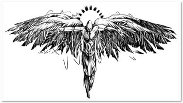 2 Pieces Of Temporary Tattoo Stickers Fallen Angel Back Wings Female And Male Juice Vegetable Ink Waterproof Semi-Permanent And Long-Lasting For 2 Weeks Non-Reflective