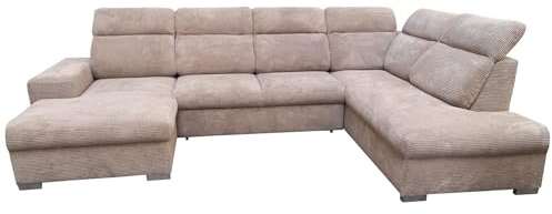Verona Idee Sofa IDEAL -Cord mit Schalffunktion - Sofa U Form zum Entspannen Bettsofa Moderne Stil -329cm x 215cm Ideal für gesellige Zusammenkünfte