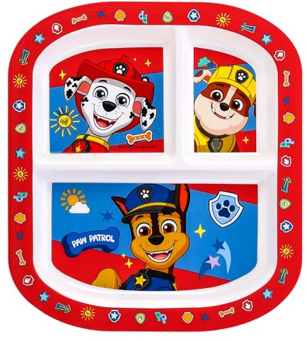 Zawadi Global Paw Patrol 3 Section Reusable Childrens Kids Toddlers Divided Breakfast Lunch Dinner Plate