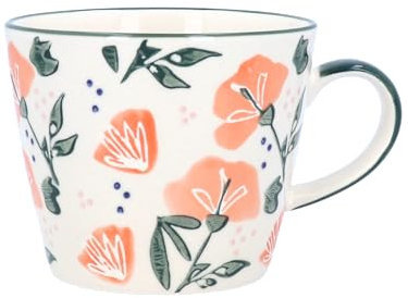 Gisela Graham Coral Sweetpea Stoneware Mug