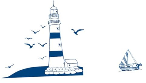 jojofuny 2blätter Entfernbare Leuchtturm Wandaufkleber Möwen Wandtattoo Pvc Abnehmbare Wandpaste Dekorative Malerei Für Schlafzimmer Und Wohnzimmer