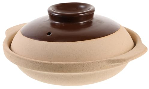 PRETYZOOM 1pc Vintage Earthen Casserole Ceramic Pots for Cooking Baking Dish with Lid Cooking Clay Pot Clay Pots for Cooking Hot Pot Bakeware Kitchen Utensils Ceramics Bibimbap