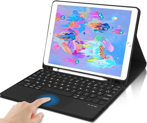YNNHUDEEP Clavier pour iPad 9.7 - iPad 6ème/5ème Génération-2018/2017, AZERTY Français Clavier Housse