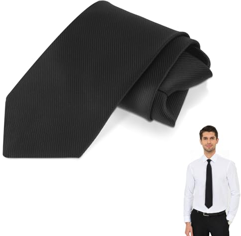 Dejicuk Schwarze Krawatte Herren, Vorgebundene Krawatte Herren Schlips Schwarz Klassische Krawatten für Büro oder Hochzeit Abschlussfeier