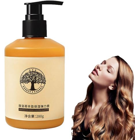 Feuchtigkeitsspendende Volumen Lockencreme mit Marokkanischem Öl für Gelocktes oder Gewelltes Haar, Long-Lasting Styling Moroccan Volume Moisturizing Elasticity, 280ml (1 Stück)
