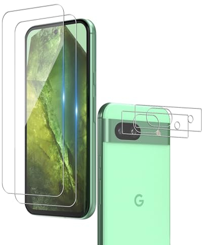 Wookfiss Verre Trempé(2)+Caméra Arrière Protecteur(2) pour Google Pixel 8a Film Protection Ecran Glass Screen Protector Tempered Ultra Resistant Vitre Ecran Protecteur Anti Rayure