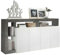 Vente-unique - Buffet SEFRO - 4 Portes et 4 niches - Blanc laqué et béton